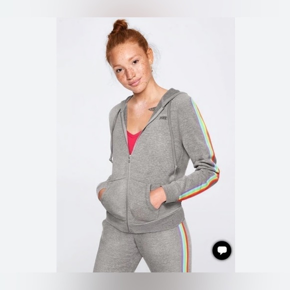 PINK limited edition grey with rainbows jump suit size extra small loungewear - Picture 1 of 6